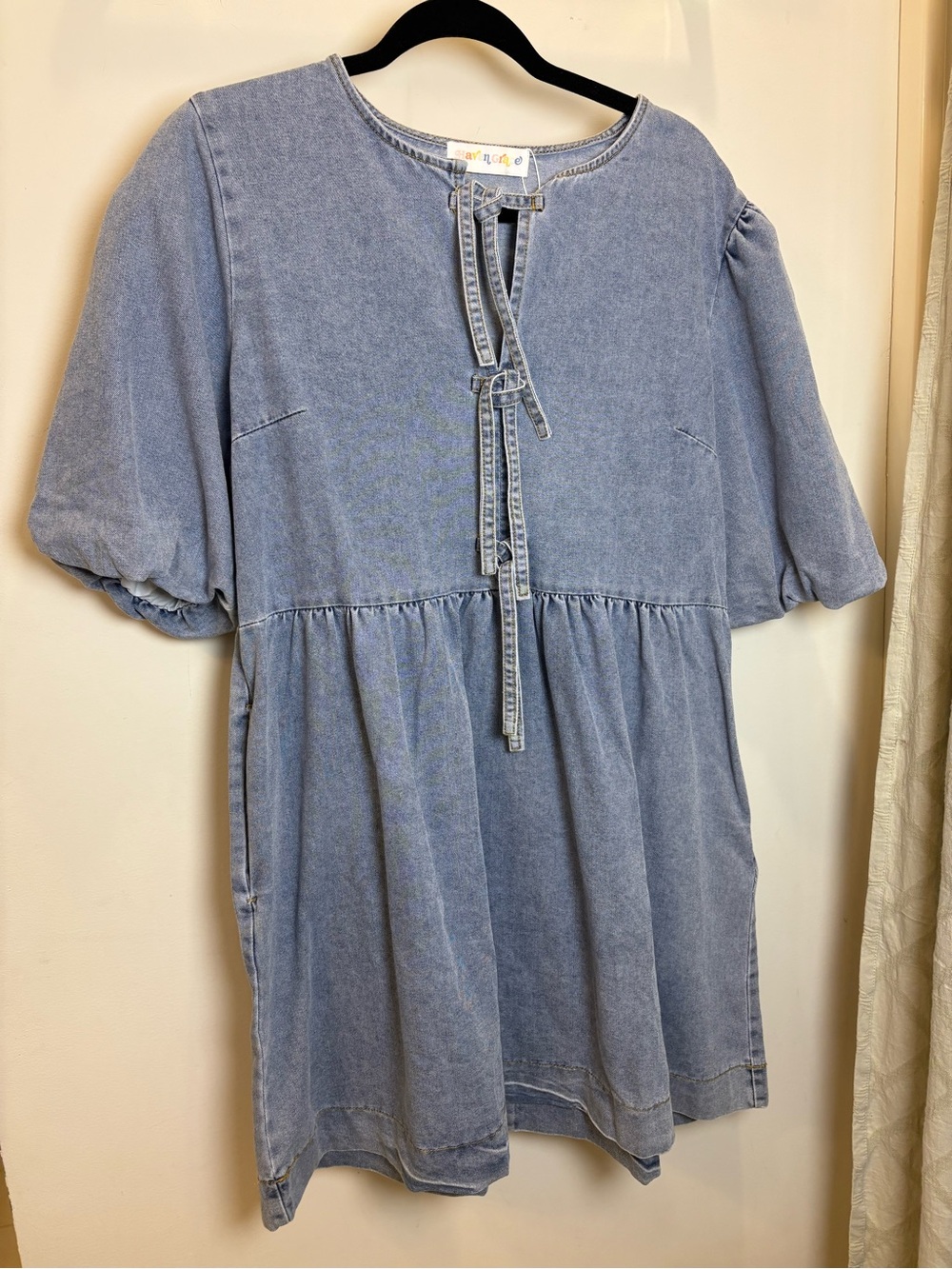 NWT Haven Grace Denim Puff Sleeve Dress